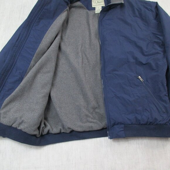 L.L. Bean Bomber Jacket Mens XLT Navy Fleece Lined Ribbed Hem & Cuff Full Zipper - Picture 6 of 12
